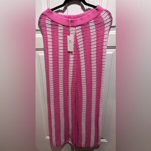 Pink and White Striped Knit Pants